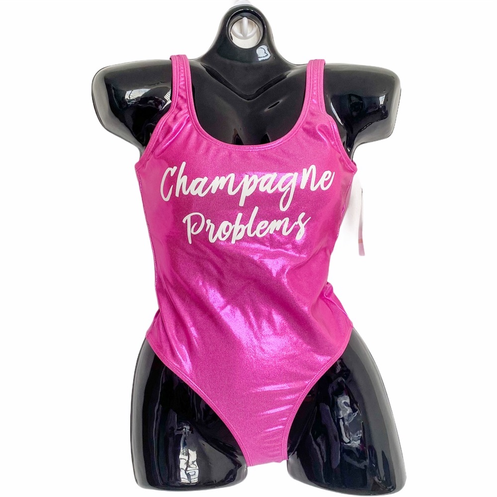 WOMEN SWIMSUIT ONE PIECE METALLIC PINK